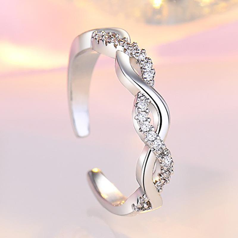 Original 925 Silver Ring High Quality Adjustable Opening AAA Zircon For Women Wedding Fine Fashion Jewelry Gift
