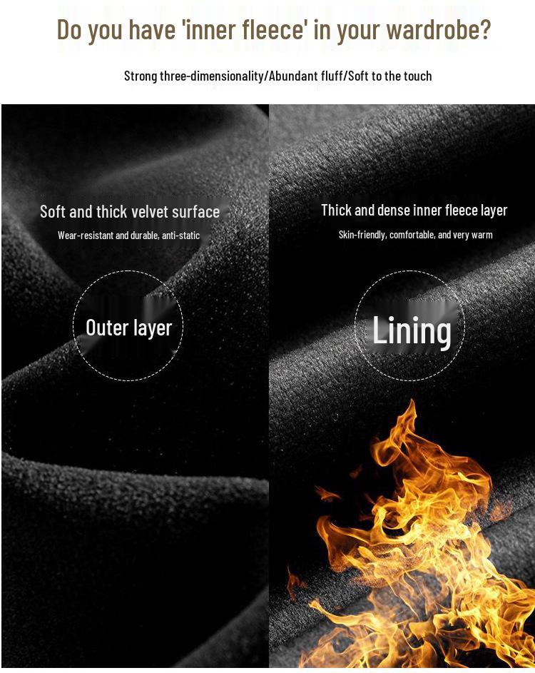 Black Velvet Fleece-Lined High-Waist Midi Skirt with Slit