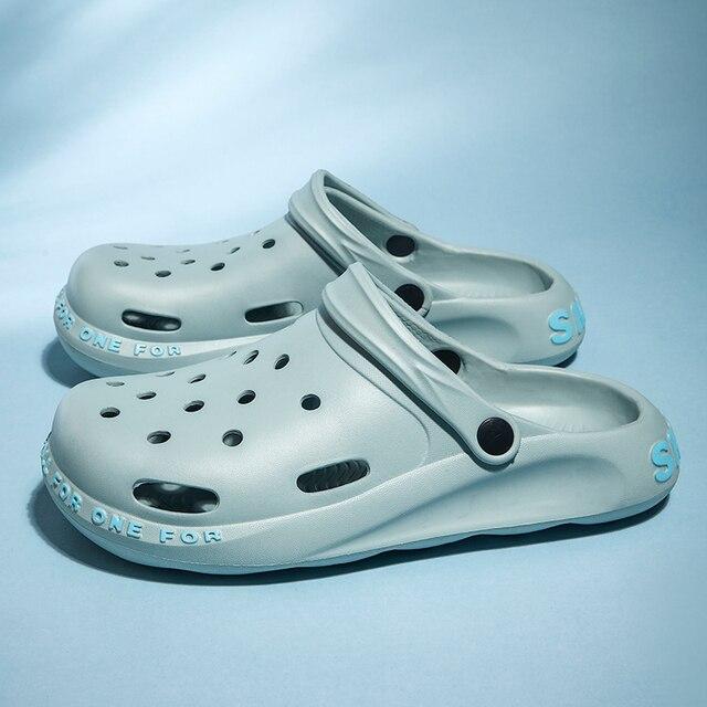 

Распродажа, летние дешевые сабо, мужские желтые мужские пляжные сандалии, повседневная уличная мужская садовая обувь без шнуровки, унисекс Sandalias De Hombre 11 небесно-голубой