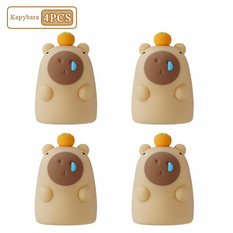 1-4PCS Kapybara Pat Night Light Cute Soft Silicone Lamp Rechargeable Bedroom Bedside Decorative Light for Kids Christmas Gift