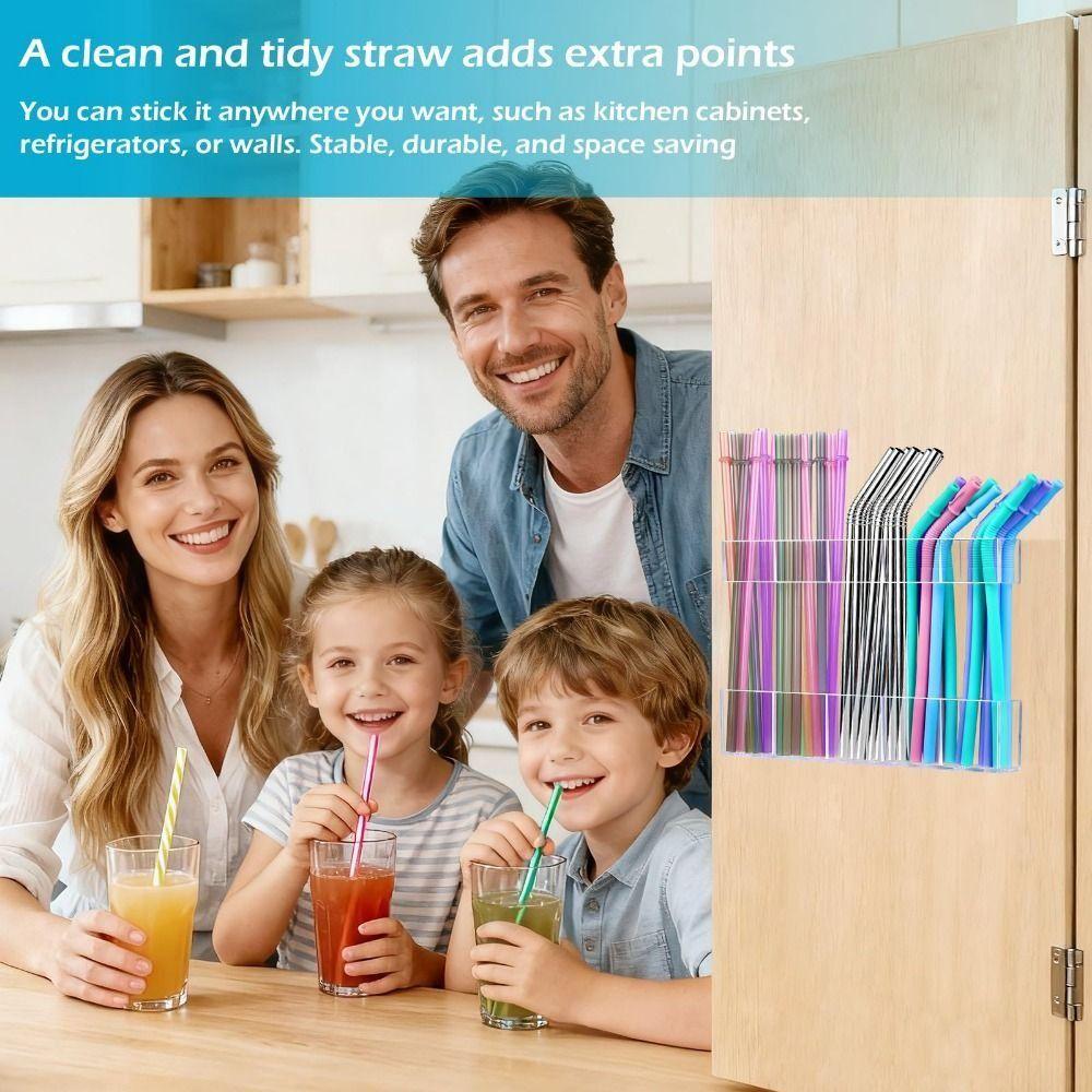 Reusable Drinking Straw Holder Organizer Acrylic Straw Holders Dispenser Straw Storage Rack  Bar