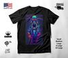 T-shirt Grafica Neon Teschio e Motocicletta Nera Unisex S-2XL