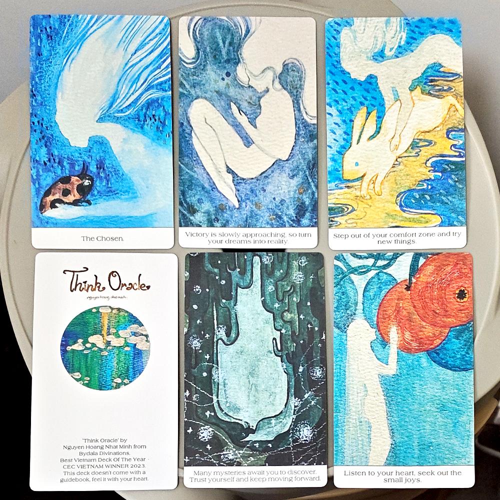 Think Oracle Deck 12*7cm 35 Hand-Painted Cards for Intuition & Emotional Resilience,double-embossed Cardstock
