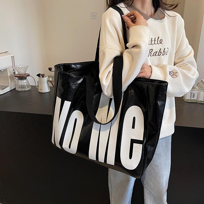 Geantă Tote de Mare Capacitate Geantă de Umăr cu Imprimeu Litere pentru Femei Geantă de Călătorie