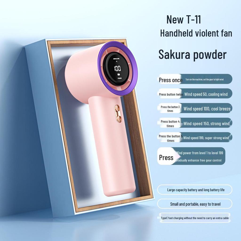 Southeast Asia T11 USB Mini Bladeless Handheld Fan with Digital Display