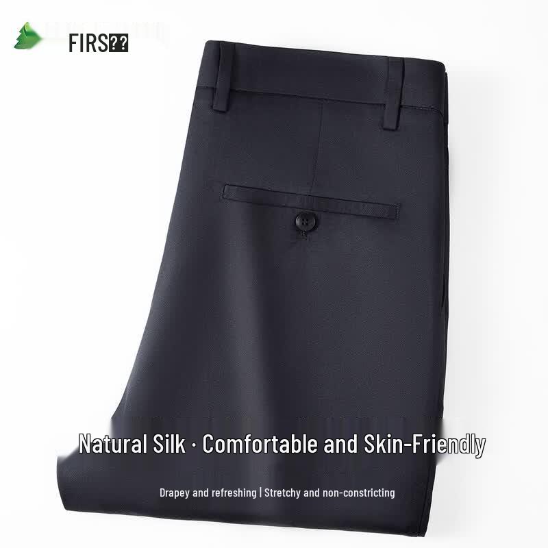 FIRS Men s Luxury Silk Blend Straight-Leg Casual Pants