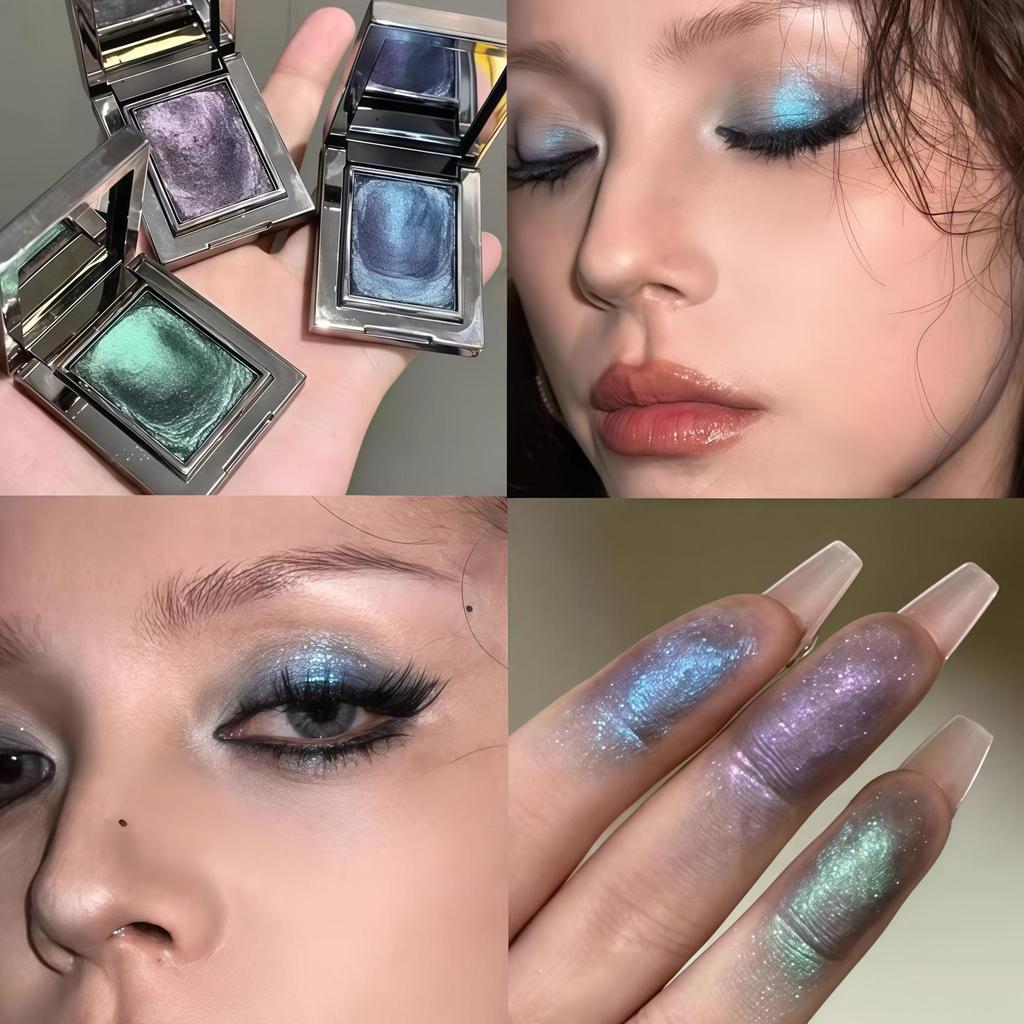 Paleta de Sombras de Ojos de Color Metálico con Brillo y Shimmer Impermeable Resistente al Sudor Fórmula Suave Difuminable para Festivales de Música Fiestas
