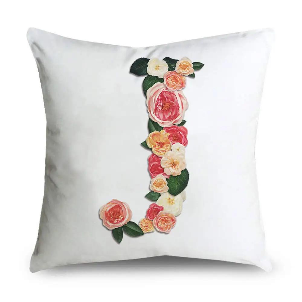 Pillow Home Decor Chair Pillowcase Wedding Decoration Cushion Cover Pink Flower Letter Sofa Car
