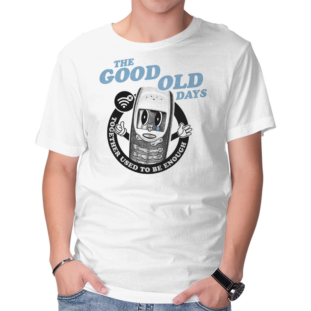 Unisex Crew Neck T-Shirt The Good Old Days Graphic Short Sleeve Casual Tee XXXL