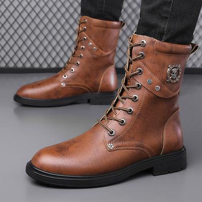 Retro Cowboy Western Boots for Men Autumn Winter New Designer Leather Shoes Man Fashion Casual Big Size Ankle Boots Male