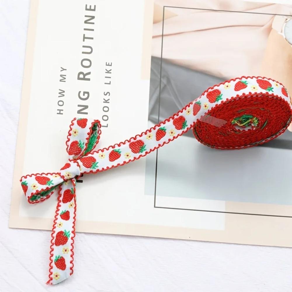 

Cute 5 Yards Jacquard Ribbon Strawberry Pattern DIY Webber Ribbon 12-18mm Width Handmade Embroidered Ribbon Hair Accessories