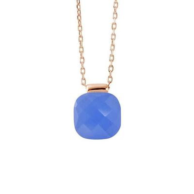 Necklace - LOVA LOLA VAN DER KEEN - Blue Crystal - 925 Sterling Silver - Rose Gold - Women