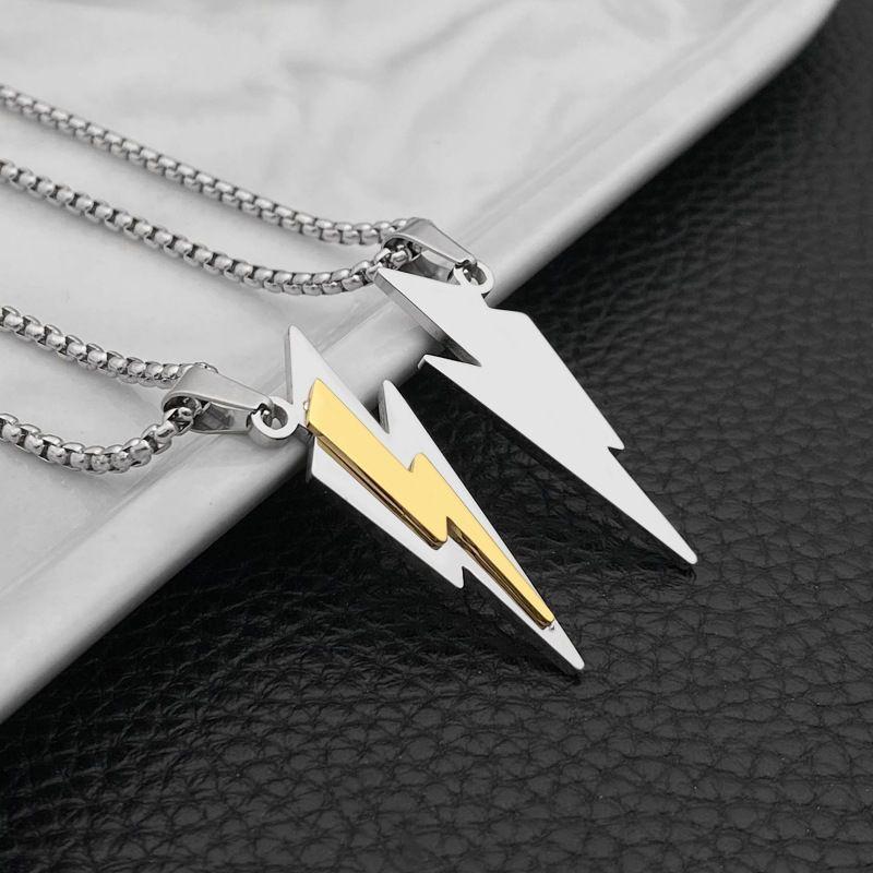 Stainless Steel Zeus Thunder Necklace Lightning Charm for Men and Women Hip Hop Trend Street Party Cool Jewelry Anniversary Gift