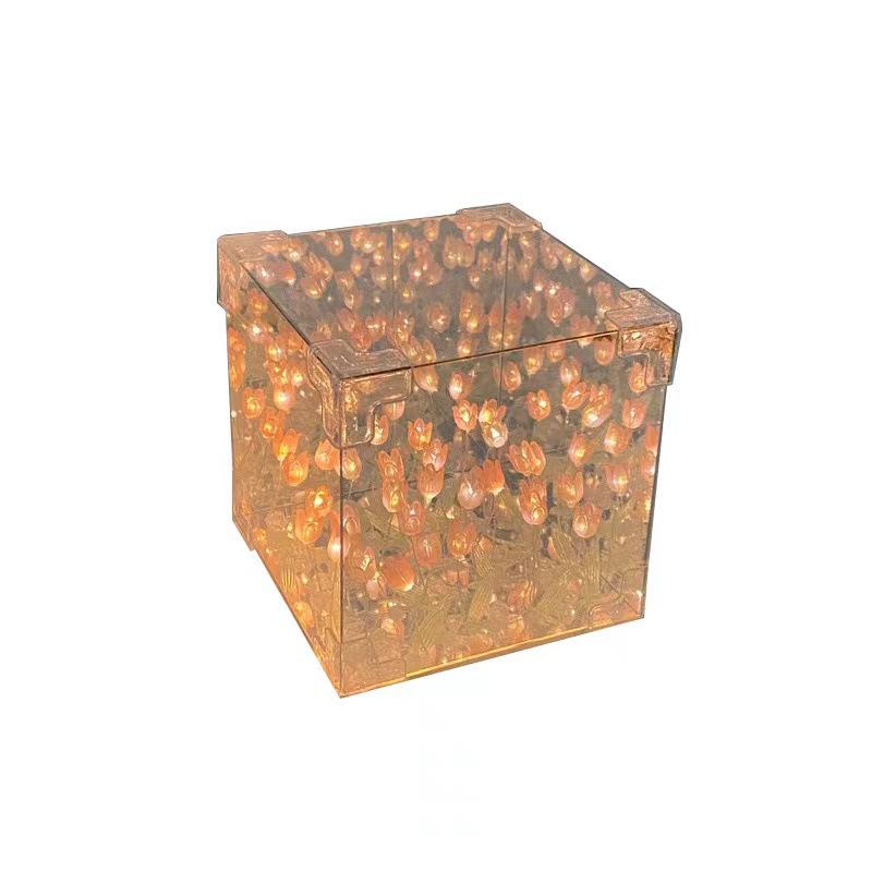 Tulip Flower Cube Night Light DIY Kit - Romantic Qixi Gift for Couples and Girlfriends
