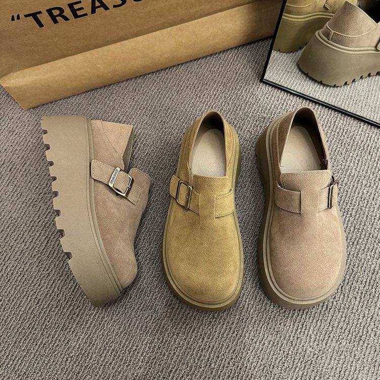 Retro Big Head Mary Jane Single Shoes Women's 2025 Spring and Autumn New Thick-soled Versatile Light Mouth with Skirt Heightening Loafers