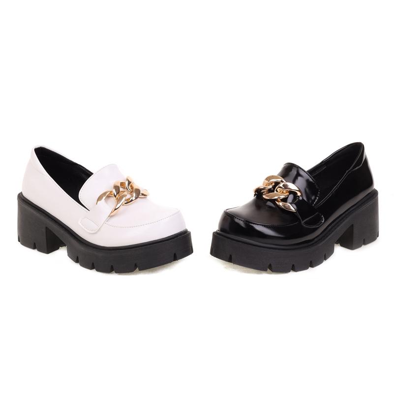 Meotina Escarpins à talons épais et plateforme pour femmes, décoration en métal, bout rond, talons hauts, chaussures pour dames, mocassins à la mode pour le printemps, noir