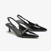 New Temperament Black Pointy Kitten with Fine Heel One-line Buckle Buckle Female Summer Sandals