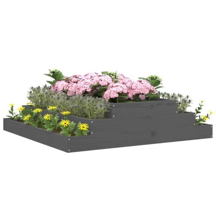 VidaXL Jardinière Gris 110x110x27 cm Bois massif de pin 823901
