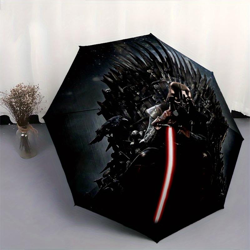 1pc Star Wars Darth Vader Iron Throne Cartoon Umbrella, Portable 3-Fold Compact Umbrella, Suitable for Camping, Hiking and Travel, Ideal Easter Birthd