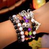 5Pieces Pumpkin Skull Bat Bracelets for Halloween Jewelry Beaded Handchain Personalized Bracelet Set for Women Girl Teen