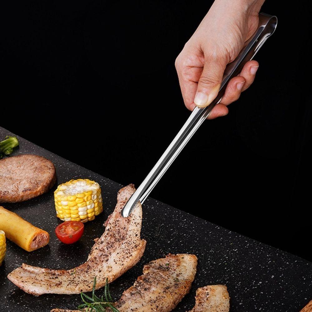 3pcs 304 Stainless Steel Barbecue Tongs Non-Stick Heat Resistant Steak Tongs Non-slip Corrosion-resistant Food Tongs
