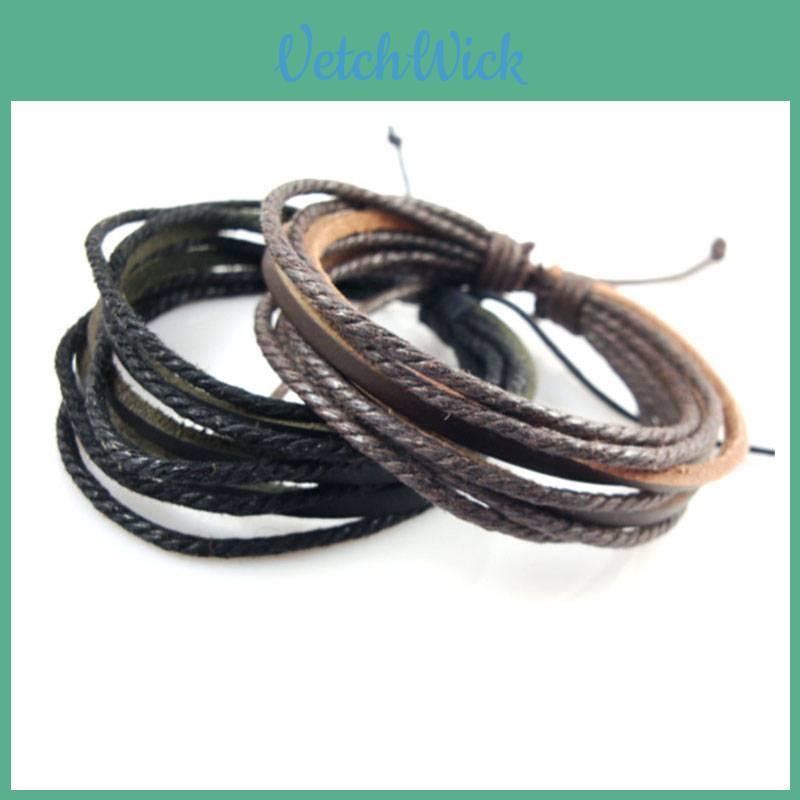 Stilvolles mehrlagiges Echtlederarmband für Männer und Frauen Handgefertigtes lässiges Modeaccessoire