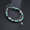European & American Turquoise Starfish Turtle Anklet Set - Handmade Retro Beach Surfing Multi-layer Design