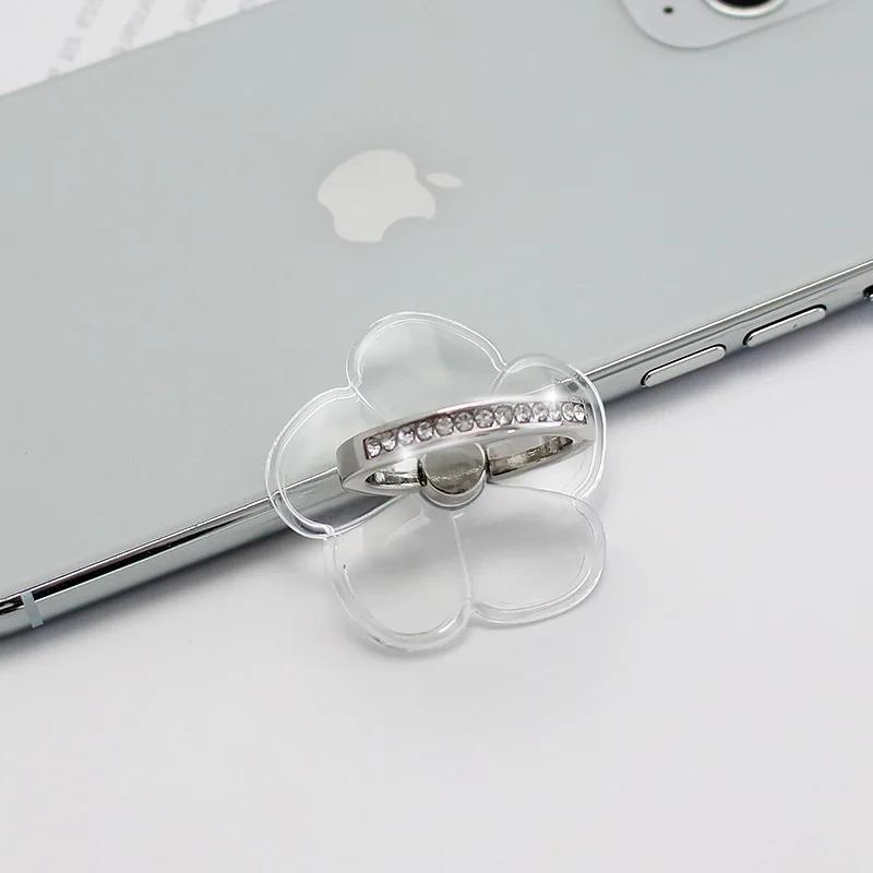 Transparent Finger Ring Mobile Phone Holder Universal Smartphone Clear Stand Support Cell Phone Car Mount For iPhone 15 Xiaomi