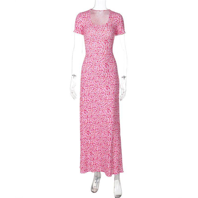 U-neck Back Strap Short Sleeve Dress