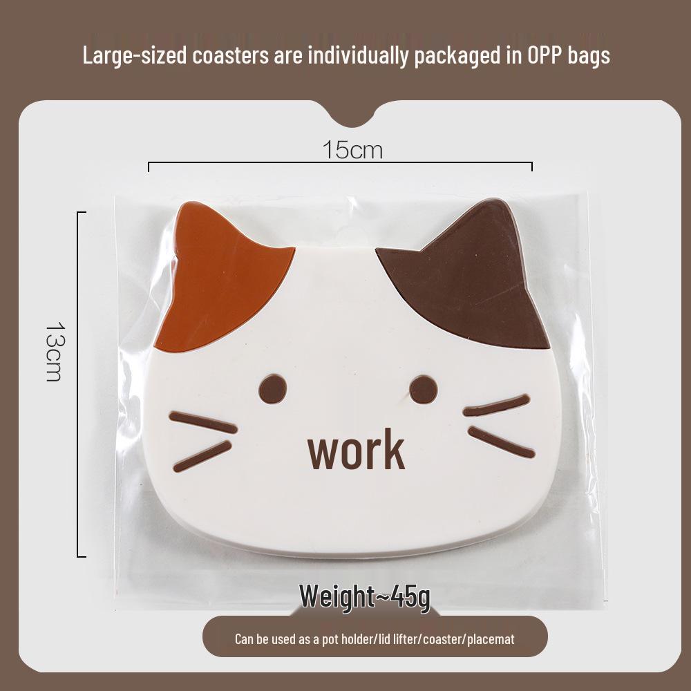 Cute Cat Non-Slip PVC Coaster, Heat-Resistant Silicone Placemat for Cups and Bowls