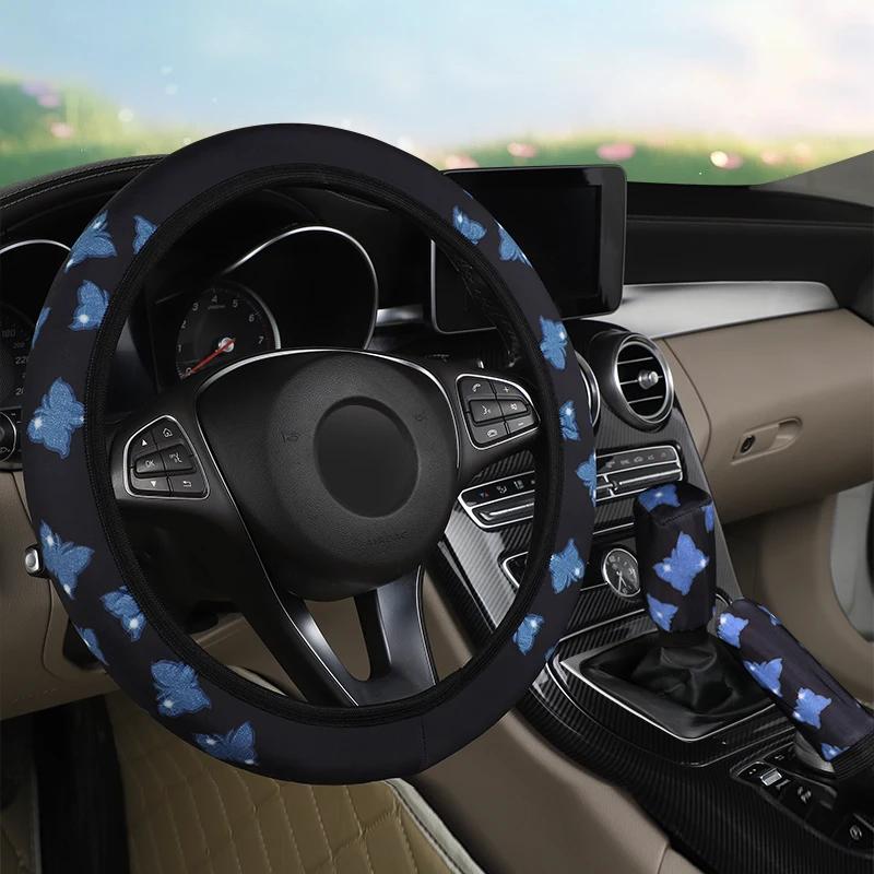 NEW Car steering wheel cover without inner ring, butterfly car interior steering wheel handle cover, handbrake gear shift cover
