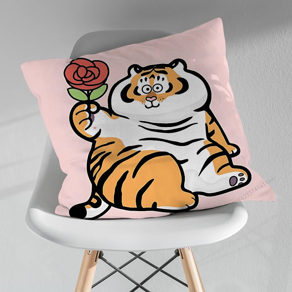 Funny Cute Tiger Emojis Pillow Case For 30x30cm45x45cm55x55cm For Home Bedroom Decoration And Protector