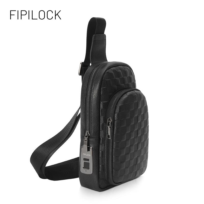 Men Leather Sling Bag Anti-Theft Fingerprint