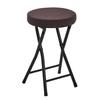 VECELO Folding Chair, Round Stool, Slim, Lightweight, Portable, Fully Assembled, Seat Height 48cm, Weight Capacity 100kg, Fabric, Brown