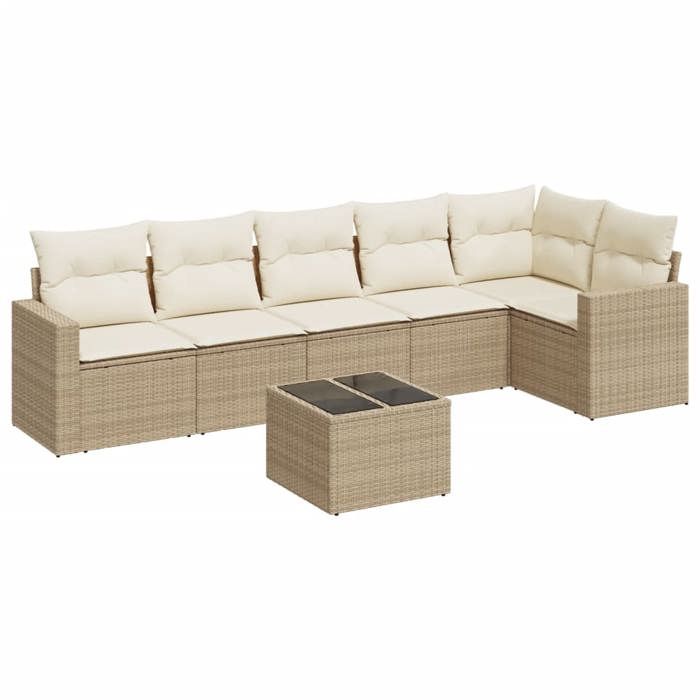 VidaXL Salon de jardin avec coussins 7 pcs beige résine tressée 3251335