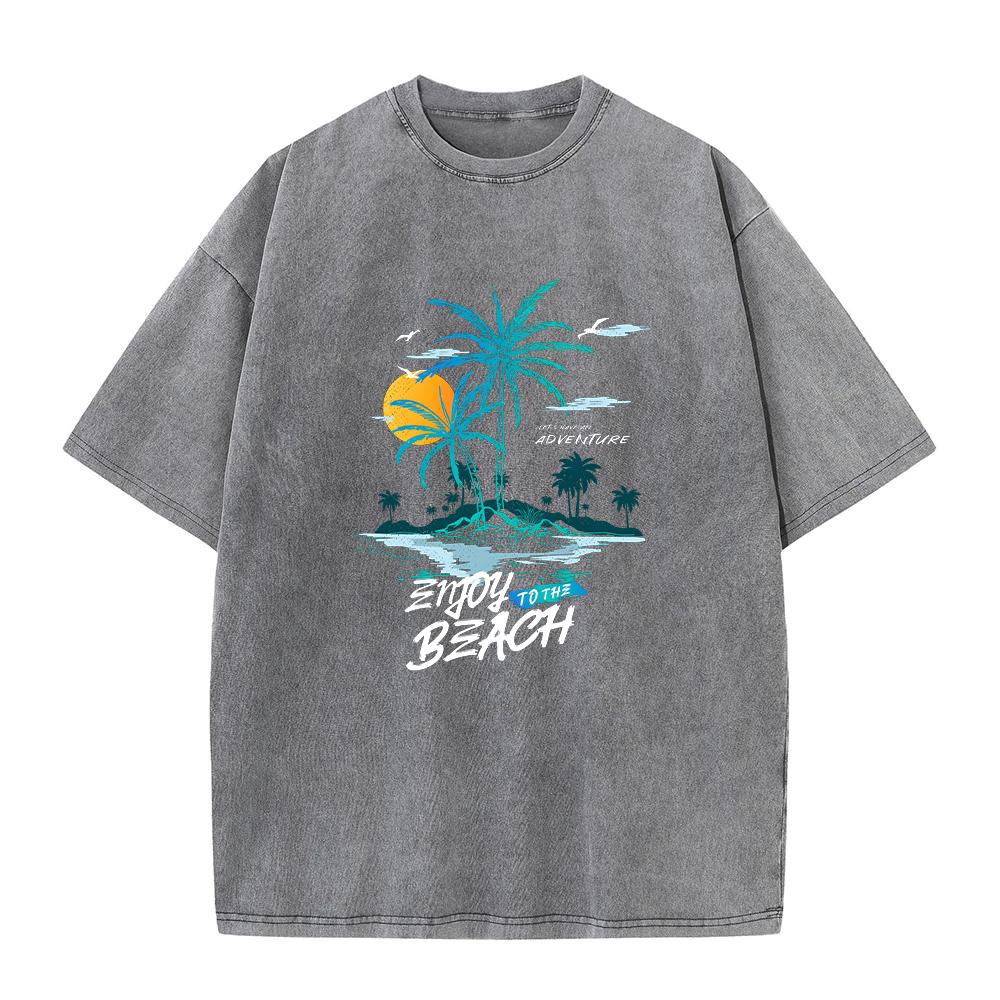 

Summer Vacation Casual Washed TShirt Retro Fashion Print Crew Neck Short Sleeve Suitable For Everyday Wear And Commute S
