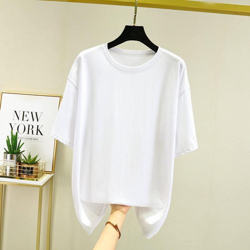 2022 European Style Women's Plus Size Casual Solid Color Short-Sleeve Summer T-Shirt