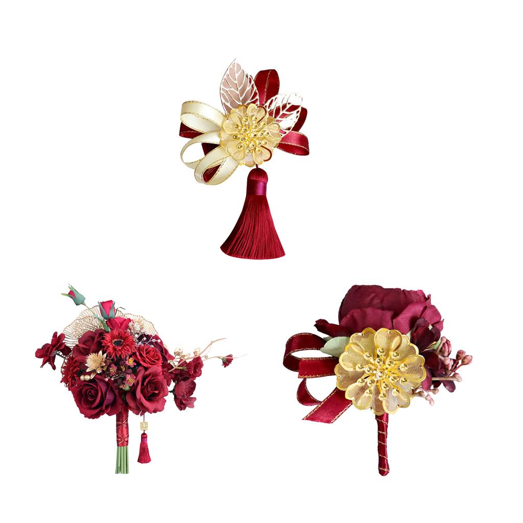 Fake Flower Bridal Bouquet/Brooch/Wrist Flower for Weddings Artificial Flowers Bouquet Lifelike Fake Flowers Gifts