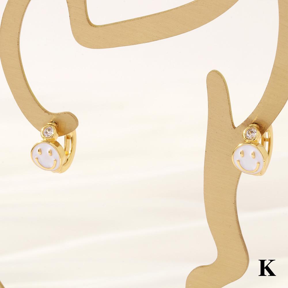

Colorful Enamel Smiley Face Earrings - Summer Zircon Copper Cuffs, Trendy Ins Style