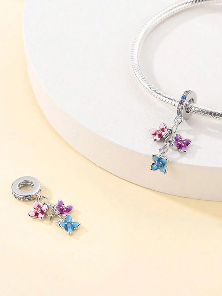 Charms Plata Copper Colors Rose Fresh Flowers Cactus Beads Charm Pendant For Original Bracelet For Women Diy Jewelry Love Gift