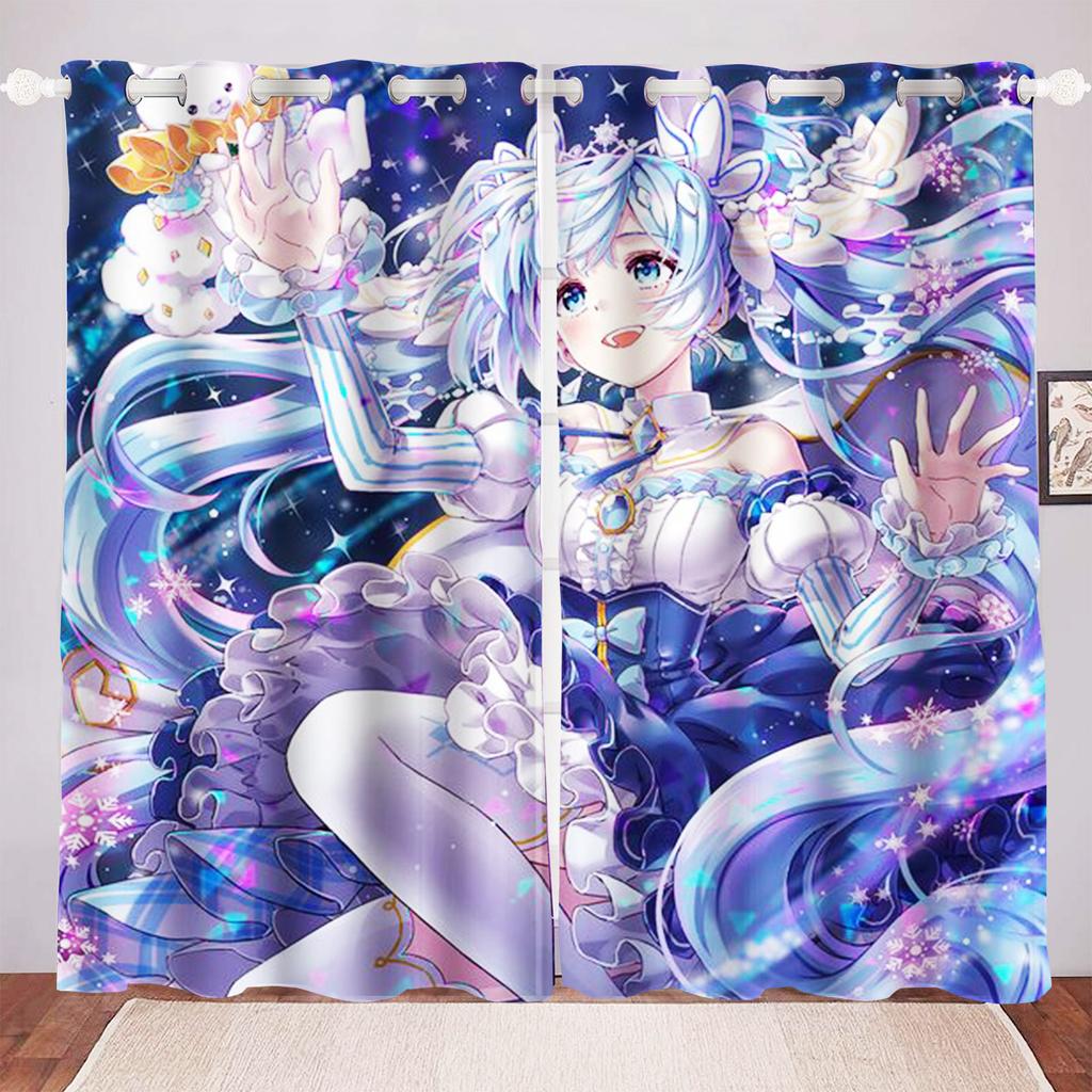 Anime Girl Digital Print Curtain Cartoon Window Animation Bedroom Fashion Style Cute Home Decoration Polyester Curtains Light Blocking Made Of Decor