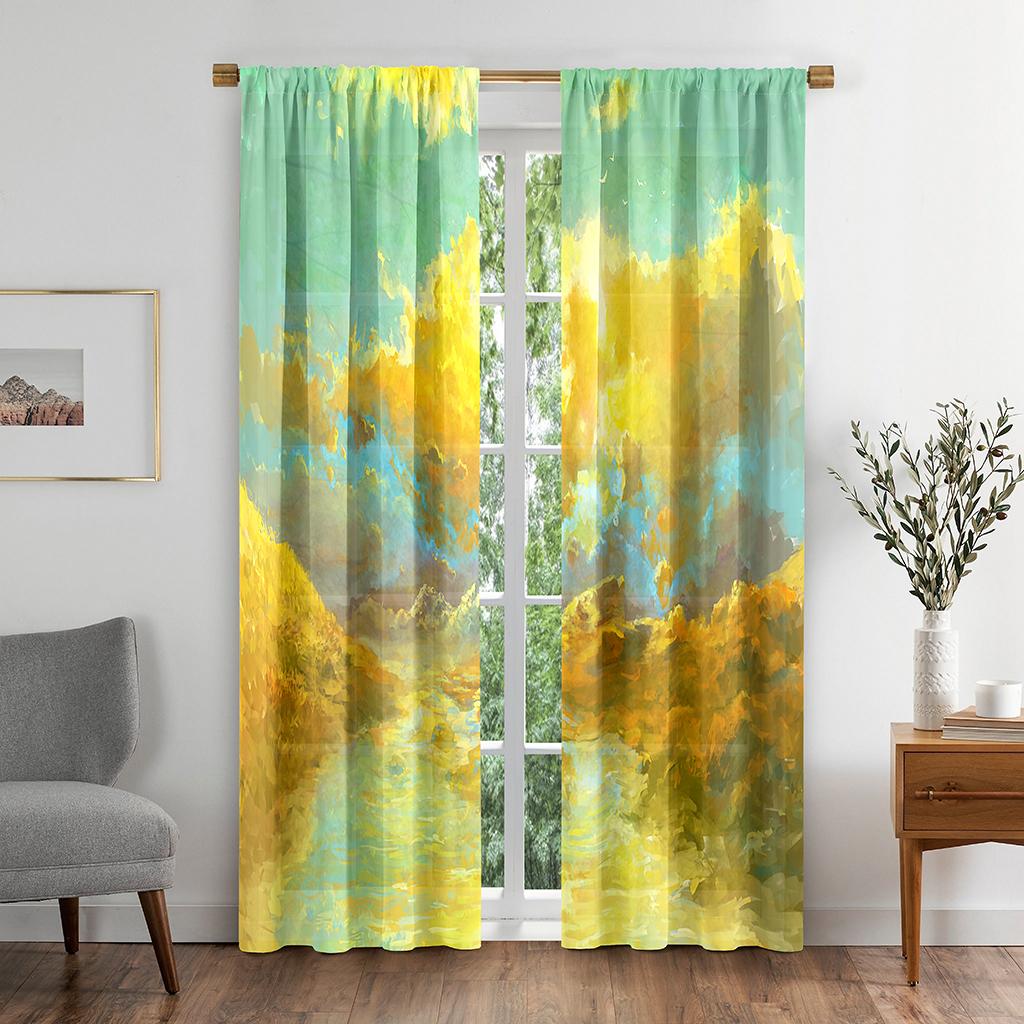 Vivid Colors Nature Landscape View SkyPrinting Room Darkening Window Area Curtain Living Living Space Bedrooms Bathing Room Kitchen Doorways Cabinet