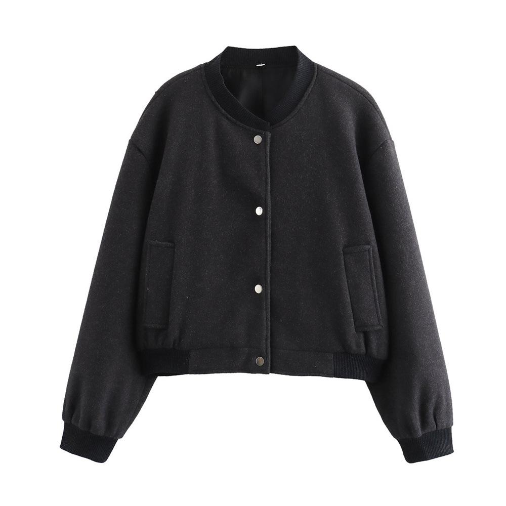 Foreign trade Europe, America, spring and autumn casual versatile long-sleeved single-breasted soft pilot short jacket