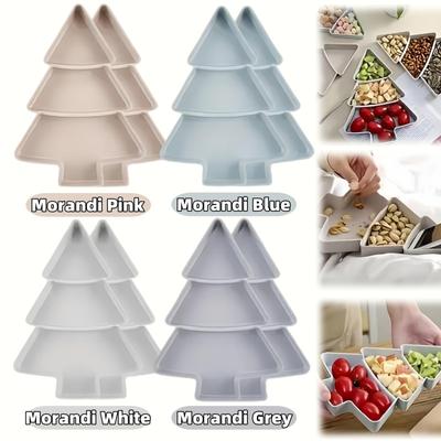 Festive Tree Shape Serving Fruit Plate Household Plastic Tray Portable Nuts Snacks Dishes For Christmas Holiday Party Decoration