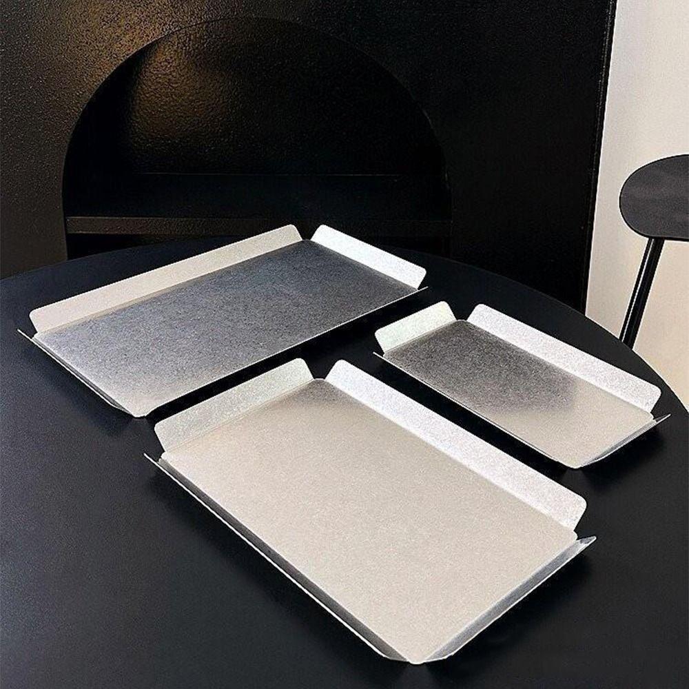 Snow Grey Stainless Steel Serving Tray Rust Resistant Steak Dish Serving Platter Dessert Serving
