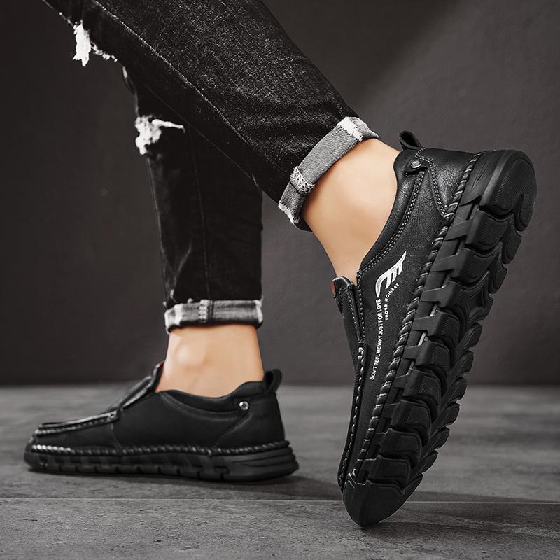 Official Website Hot Selling Men's Hiking Shoes Massage Soles Men's Leather Casual Shoes Classic Brown Driving Shoes Anti Slip