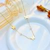 Elegant Gold Plated Pearl Butterfly Necklace Rectangular Accent Pendants