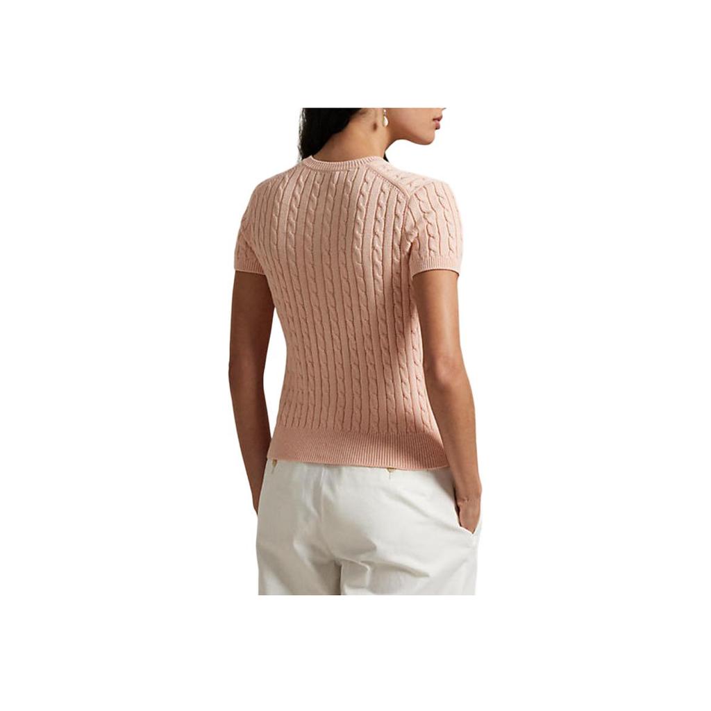 Polo Ralph Lauren Logo Embroidered Single-Breasted Short Sleeve Fitted Knit Top Women Tops Light-Pink WMPOSWENDW20391830
