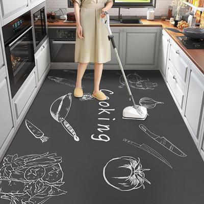 Carpet for Kitchen Floor Mat Pvc Leather Waterproof Non-slip Long Rug Oil-proof Foot Mats Pink Flower Home Decoration Rugs