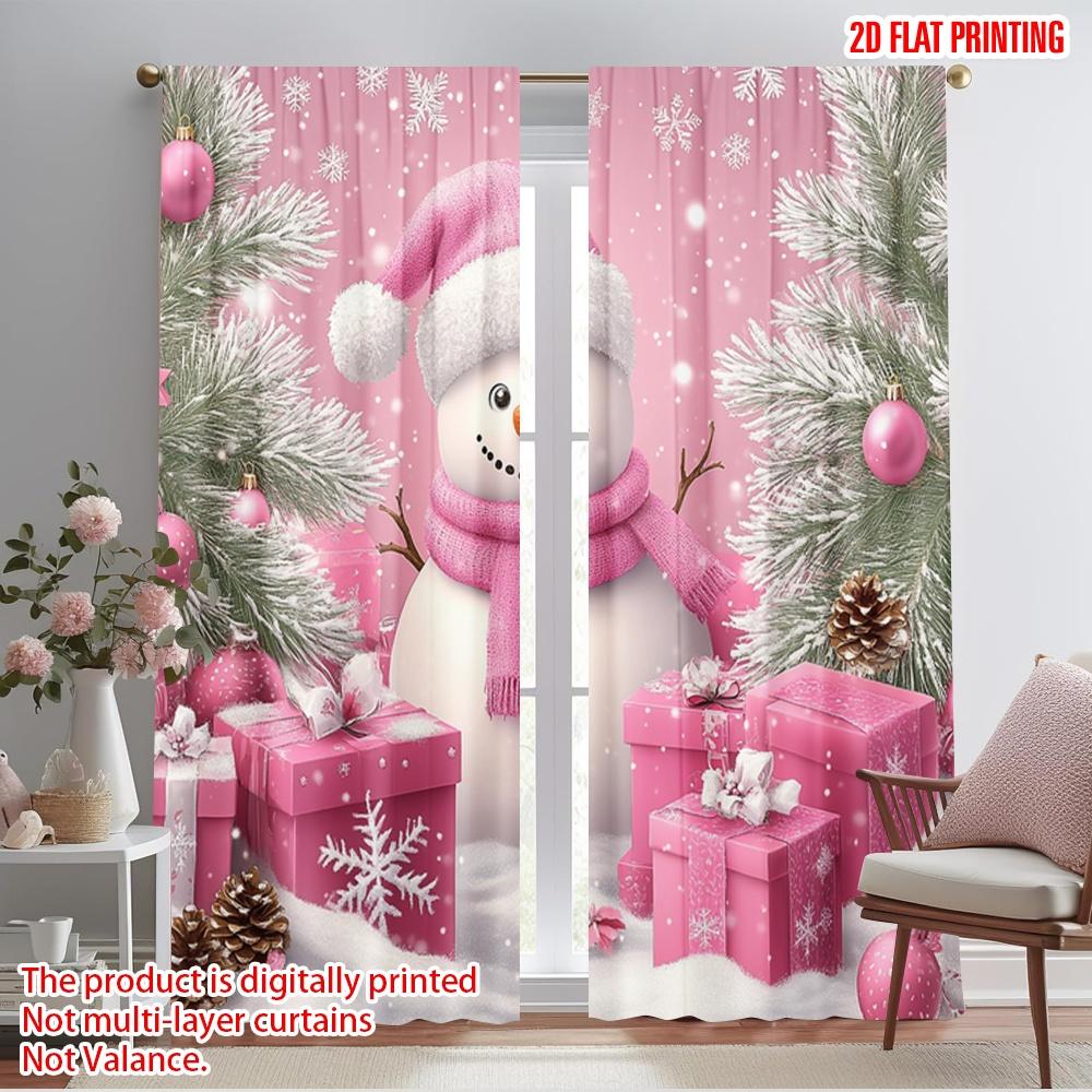 

2 шт., 2D печать на плоскости Популярные шторы Милый снеговик Розовые Рождественские подарки (3) Прочный полиэстер (без удилища) Универсальный Все 52.50×116.00 CM 2pcs